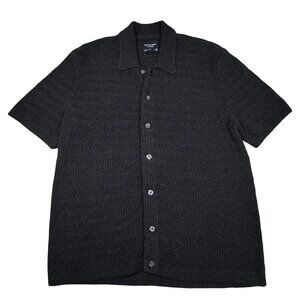 Abercrombie Fitch Mens Crochet Shirt Sz M Black Short Sleeve Boho Grunge
